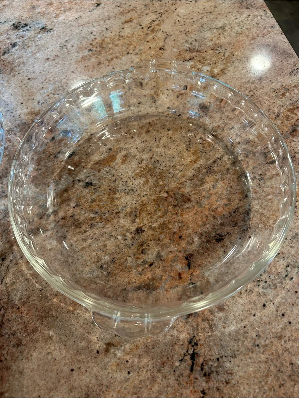 Pyrex TRADE MARK #229 Fluted Edge Clear Glass 9.50” Set of 2 Vintage Pie Dishes